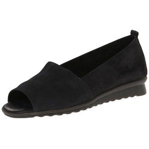 The FLEXX Black Open Peep Toe Leather Wedge US 6